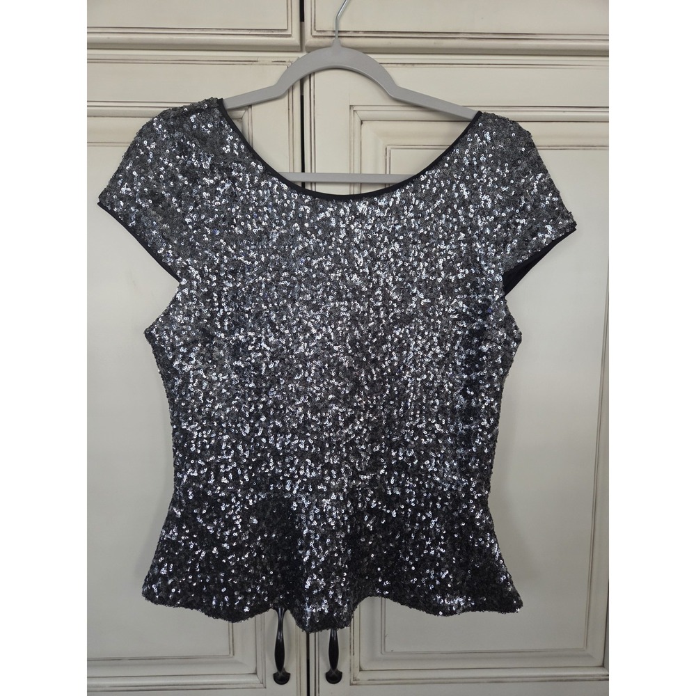 Gianni Bini‎ Sequins Peplum Top Women's Large Cocktail Party Glam Party Classic